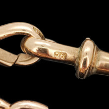 Load image into Gallery viewer, A large link Albert chain necklace in rose gold with a T-bar and two lobster clasps, stamped 9C