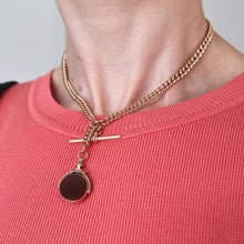 Load image into Gallery viewer, Art Deco 9ct Rose Gold Albert Chain with Swivel Fob modelled
