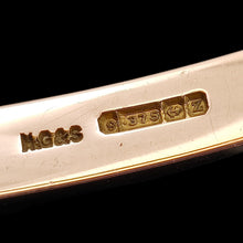 Load image into Gallery viewer, Close-up of a 9 carat gold Birmingham 1924 hallmark and H.G&S stamp inside a rose gold bangle