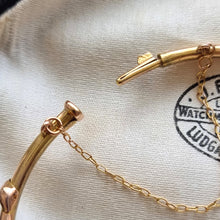 Load image into Gallery viewer, Antique 9ct Gold Ruby and Seed Pearl Heart Bangle clasp
