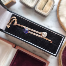 Load image into Gallery viewer, Antique 15ct Gold Sapphire and Diamond Bangle Bracelet in box