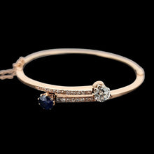 Load image into Gallery viewer, Antique 15ct Gold Sapphire and Diamond Bangle Bracelet front