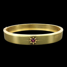 Load image into Gallery viewer, Antique 15ct Yellow Gold Ruby Bangle front