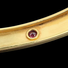 Load image into Gallery viewer, Antique 15ct Yellow Gold Ruby Bangle behind the stone