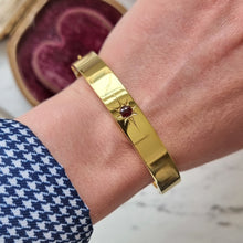 Load image into Gallery viewer, Antique 15ct Yellow Gold Ruby Bangle modelled