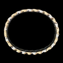 Load image into Gallery viewer, 9ct Yellow and White Gold Twist Design Hinged Bangle