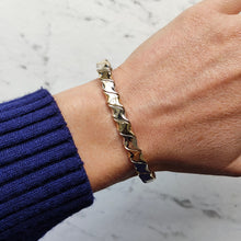 Load image into Gallery viewer, 9ct Yellow and White Gold Twist Design Hinged Bangle