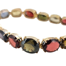 Load image into Gallery viewer, Vintage 9ct Gold Tourmaline, Garnet, Spinel, Iolite and Zircon Bracelet detail