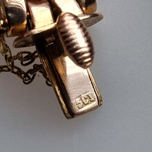 Load image into Gallery viewer, Antique/Vintage 15ct Yellow Gold Emerald, Ruby and Diamond Bracelet clasp stamp