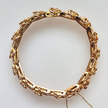 Load image into Gallery viewer, Antique/Vintage 15ct Yellow Gold Emerald, Ruby and Diamond Bracelet side profile