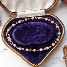 Load image into Gallery viewer, Vintage 9ct Yellow Gold Pearl Bracelet in antique box