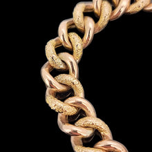 Load image into Gallery viewer, Antique 9ct Rose Gold Night/Day Curb Bracelet with Heart Padlock