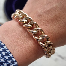 Load image into Gallery viewer, Antique 9ct Rose Gold Night/Day Curb Bracelet with Heart Padlock