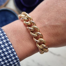 Load image into Gallery viewer, Antique 9ct Rose Gold Night/Day Curb Bracelet with Heart Padlock