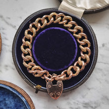 Load image into Gallery viewer, Antique 9ct Rose Gold Night/Day Curb Bracelet with Heart Padlock