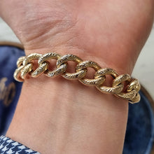 Load image into Gallery viewer, Edwardian 9ct Yellow Gold Night/Day Curb Bracelet with Heart Padlock