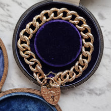 Load image into Gallery viewer, Edwardian 9ct Yellow Gold Night/Day Curb Bracelet with Heart Padlock