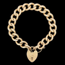 Load image into Gallery viewer, Edwardian 9ct Yellow Gold Night/Day Curb Bracelet with Heart Padlock