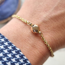 Load image into Gallery viewer, Antique 9ct Yellow Gold Fancy Rope Bracelet with T-Bar modelled on the wrist