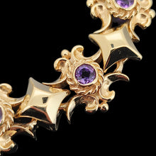 Load image into Gallery viewer, Vintage 9ct Yellow Gold Amethyst Fancy Bracelet, 29.8 grams