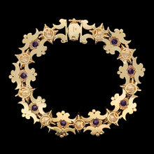 Load image into Gallery viewer, Vintage 9ct Yellow Gold Amethyst Fancy Bracelet, 29.8 grams