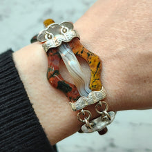Load image into Gallery viewer, Victorian Silver Fancy Agate Bracelet