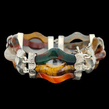 Load image into Gallery viewer, Victorian Silver Fancy Agate Bracelet
