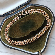 Load image into Gallery viewer, A double row oval and bead link bracelet in yellow gold, in an antique bracelet box