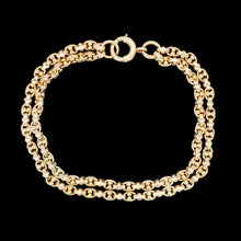 Load image into Gallery viewer, A double row oval and bead link bracelet in yellow gold