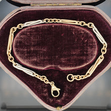 Load image into Gallery viewer, A yellow and white gold link bracelet, in an antique box
