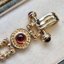 Load image into Gallery viewer, Vintage 14K Gold Cabochon Cut Multi-Gem Bracelet garnet, clasp
