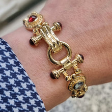 Load image into Gallery viewer, Vintage 14K Gold Cabochon Cut Multi-Gem Bracelet modelled