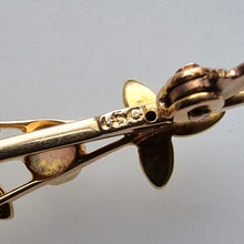 Load image into Gallery viewer, Antique 15ct Gold Opal and Seed Pearl Brooch stamp