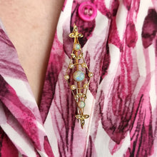 Load image into Gallery viewer, Antique 15ct Gold Opal and Seed Pearl Brooch modelled