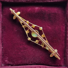 Load image into Gallery viewer, Antique 15ct Gold Opal and Seed Pearl Brooch back