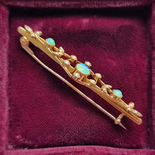 Load image into Gallery viewer, Antique 15ct Gold Opal and Seed Pearl Brooch side