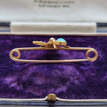 Load image into Gallery viewer, Antique 9ct and 15ct Yellow Gold Turquoise, Pearl and Ruby Bug Brooch