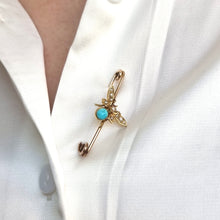 Load image into Gallery viewer, Antique 9ct and 15ct Yellow Gold Turquoise, Pearl and Ruby Bug Brooch
