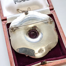 Load image into Gallery viewer, Vintage Sterling Silver Connemara Marble and Amethyst Brooch back