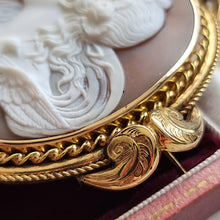Load image into Gallery viewer, Vintage 9ct Gold Nyx Goddess Cameo Brooch