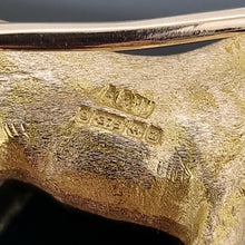 Load image into Gallery viewer, Victorian 9ct Yellow Gold Horse Brooch close-up of the Birmingham 1899 hallmark