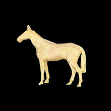 Load image into Gallery viewer, Victorian 9ct Yellow Gold Horse Brooch on a black background