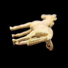 Load image into Gallery viewer, Victorian 9ct Yellow Gold Horse Brooch close-up of the tail, on a black background