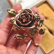 Load image into Gallery viewer, Vintage Carrington & Co. 9ct Gold Rose Brooch in Fitted Box