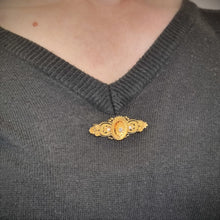 Load image into Gallery viewer, Victorian 15ct Gold Diamond and Pearl Locket Back Brooch modelled