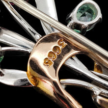 Load image into Gallery viewer, Close-up of a 3665 stamp on the back of a rose and white gold brooch