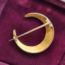 Load image into Gallery viewer, Antique 15ct Gold Seed Pearl Crescent Brooch back