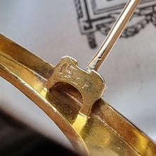 Load image into Gallery viewer, Antique 15ct Gold Seed Pearl Crescent Brooch mark