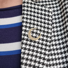 Load image into Gallery viewer, Antique 15ct Gold Seed Pearl Crescent Brooch modelled