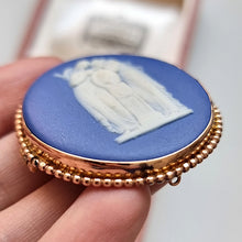 Load image into Gallery viewer, Vintage Wedgwood 9ct Gold Cameo Brooch in hand
